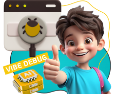 Тестирование & Vibe Debug. Охотники за багами - КИБЕРшкола программирования для детей, компьютерные курсы для школьников, начинающих и подростков - KIBERone г. Чита